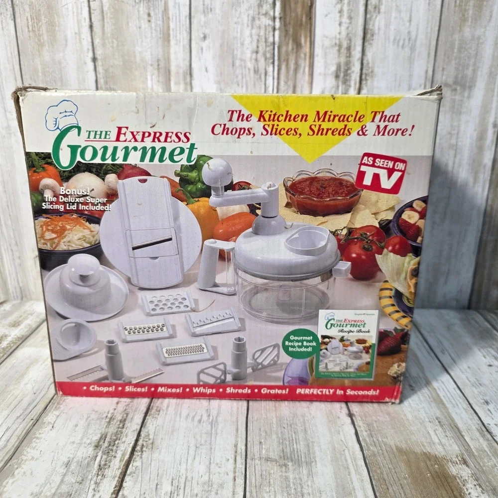 The Express Gourmet 16pc Manual Food Processor Chopper Slicer Seen On TV White